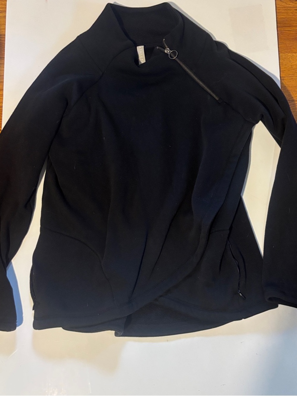 Athleta Black Asymmetrical Zip Pullover